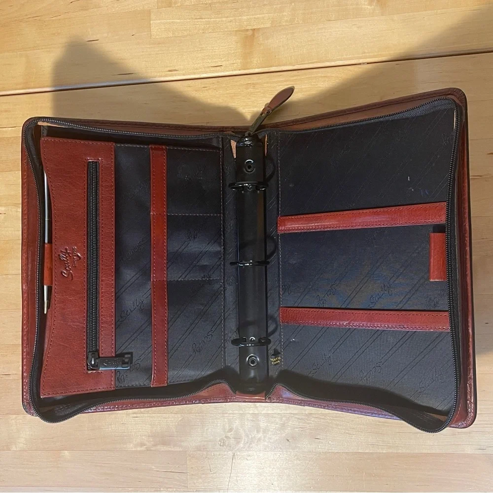 Scully Vintage Burgundy Leather 3 Rings Binder/Planner